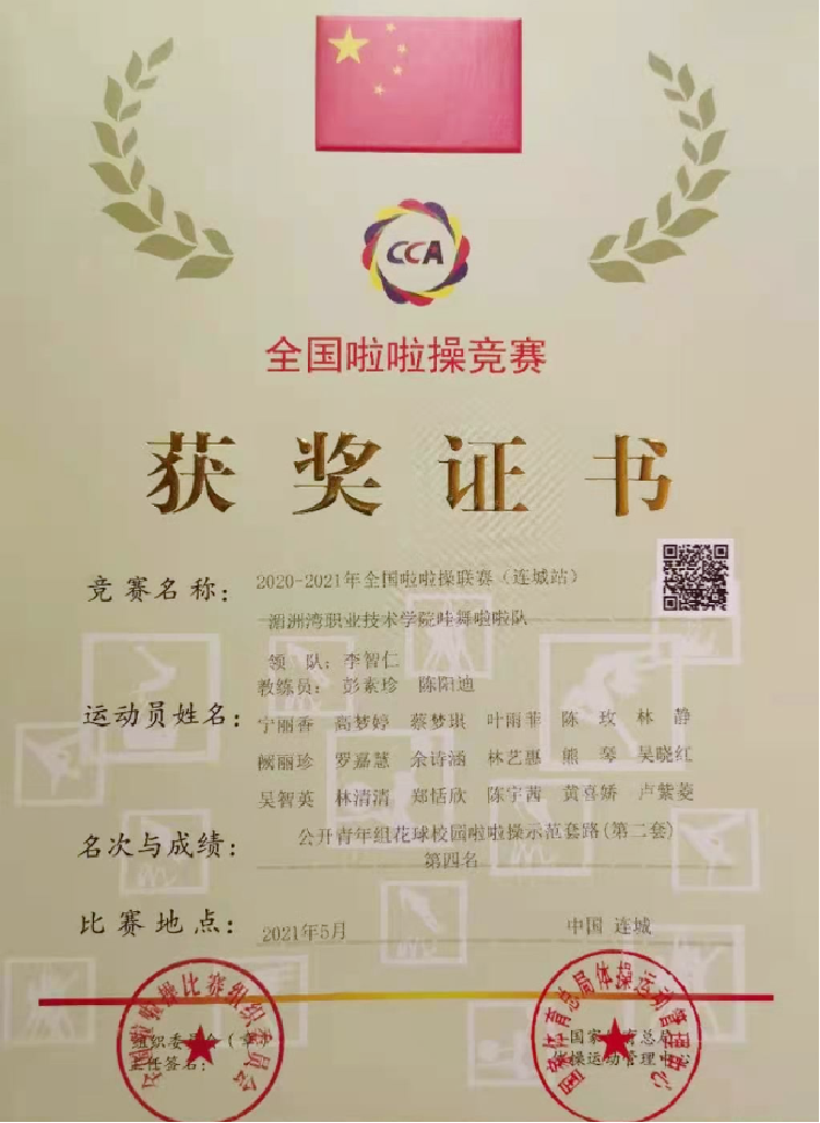 全国啦啦操竞赛获奖证书