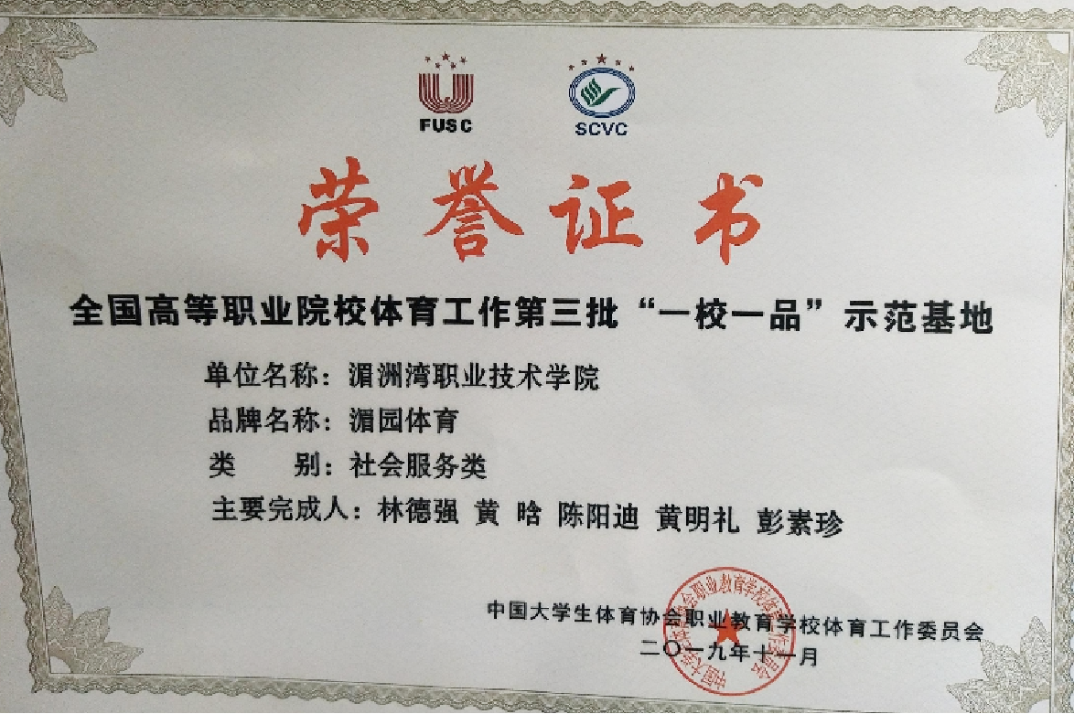 全国高等职业院校体育工作第三批&ldquo;一校一品&rdquo;示范基地